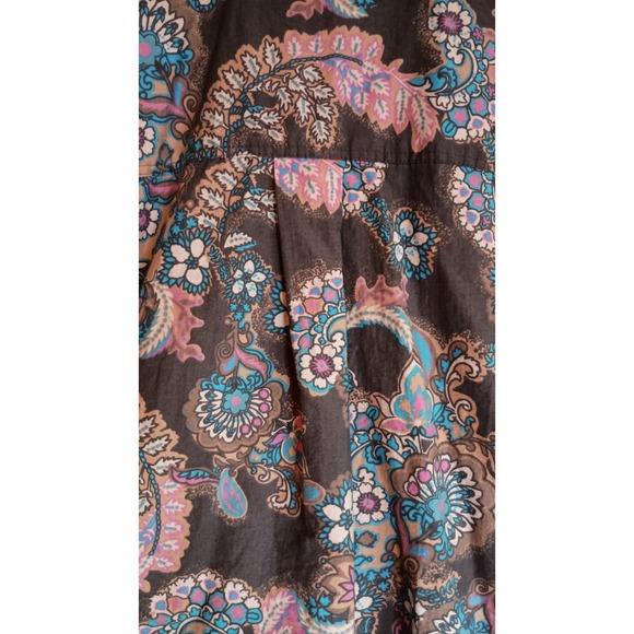 Free People We The Free Poolside Printed Boyfriend Button Down Paisley Top Sz M - Picture 10 of 14